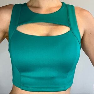 Charlotte Russe Blue Cutout Crop Top - Size medium